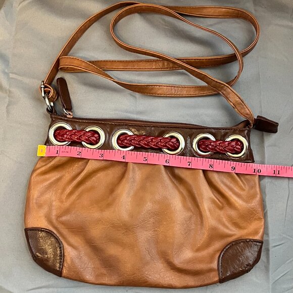 Brown Vegan Leather Crossbody with Braid Detail - Picture 8 of 9